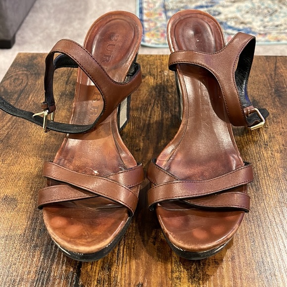 SOLD Burberry Brown Leather Wedges Platform Strappy 4” sandals / 9 US / 39 EU - Picture 3 of 12
